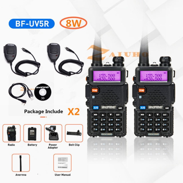 Original 8W Baofeng UV-5R Walkie Talkie Dual Band 136-174Mhz & 400-520Mhz Portable BF UV5R Two Way Radio Pofung HF Transceiver