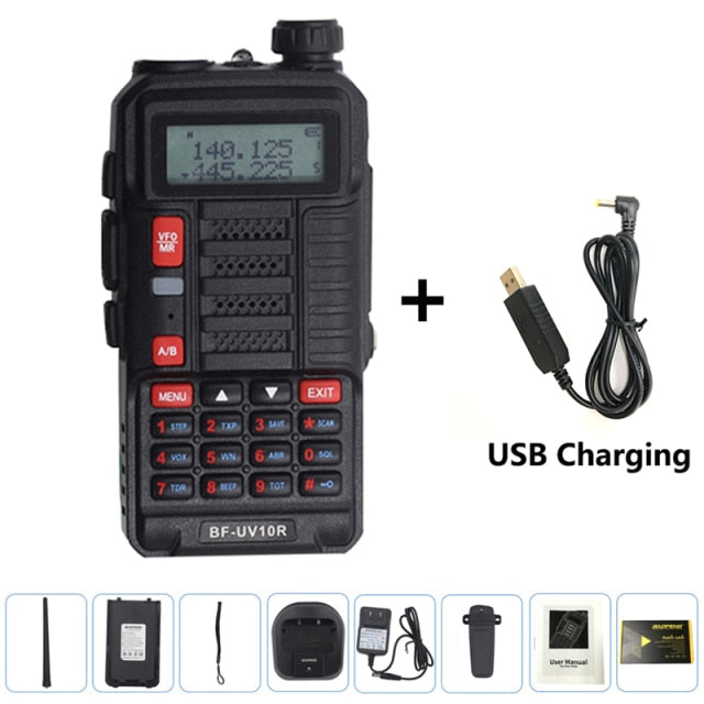 Baofeng UV-10R Walkie Talkie 5800mAh VHF UHF Banda dual Dos vías CB Ham Radio UV10R Transceptor de radio de carga USB portátil