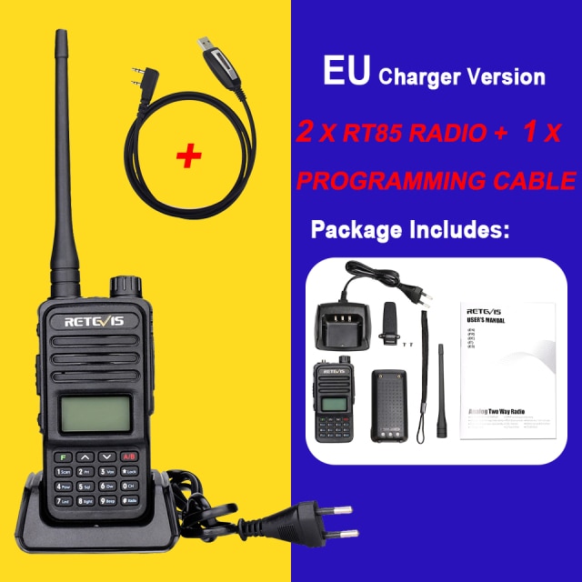 Retevis RT85 Walkie Talkie 5W VHF UHF Dual Band VFO Amateur Two-way Ham Radio Station Portable Radio For Hunting Support CHIRP