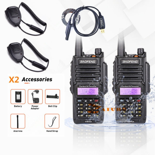 1or2pcs Baofeng 10W UV-9R Plus Walkie Talkie impermeable UV9Rplus Banda dual Portátil CB Ham Radios Transceptor FM Radio bidireccional