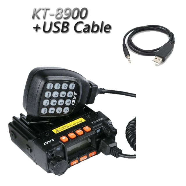 QYT KT-8900 Dual Band 25-Watt Mini Mobile Transceiver 136-174MHz/400-480MHz Portable Ham Radio (Free Cable)