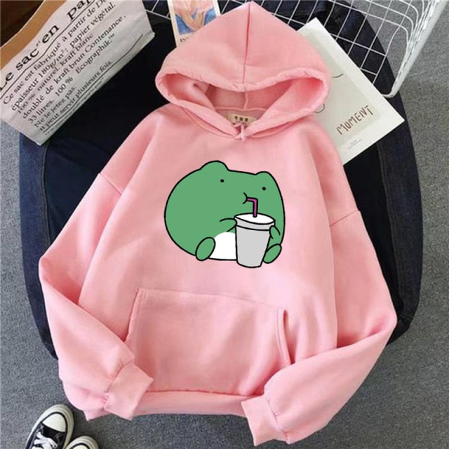 2021 Springtime Skateboard Frog übergroßes Sweatshirt Männer und Frauen Hoodies Harajuku Warm Pullover Womens Korean Style Hoodie