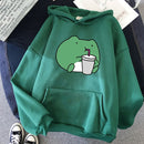 2021 Springtime Skateboard frog oversized Sweatshirt men and women's  Hoodies Harajuku Warm Pullover Womens Korean Style Hoodie