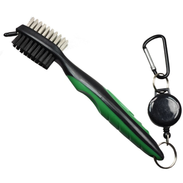 Limpiador de ranuras de cepillos para palos de Golf con tirolesa retráctil y mosquetón de aluminio, herramientas de limpieza, ayudas para entrenamiento de Golf