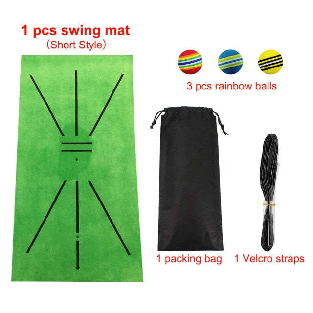 Golf Swing Mat Hitting Batting Direction Mark Trace Indoor Home 11.8“ x 23.6" Golf Swing Training Pad w 3 Pcs Practice Ball