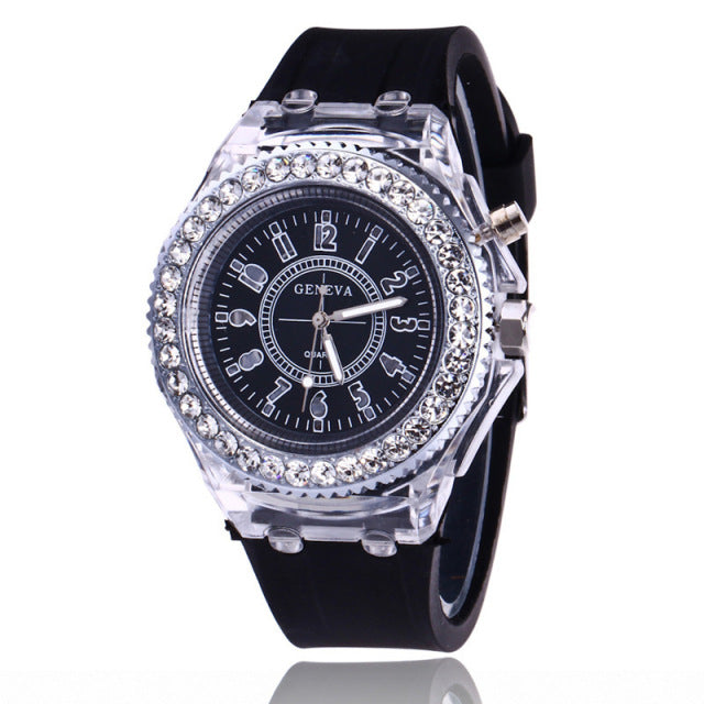 Hot Selling Fashion Promotion Geneva LED Light Men Quartz Watch Ladies Women Silicone Wristwatch Relogio Feminino Relojes