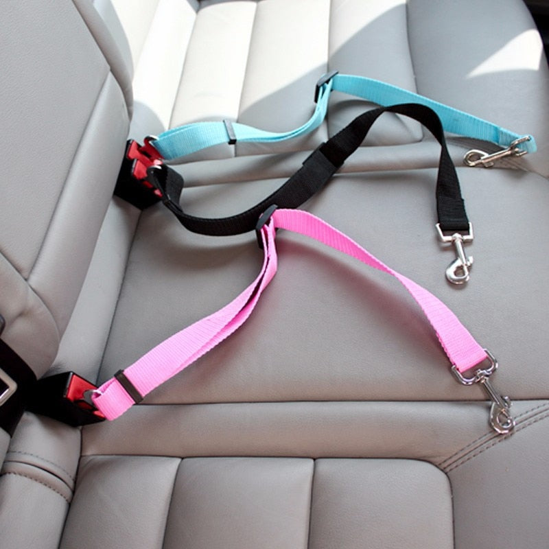 Pet Dog Cat Car Seat Belt For Accessories Goods Animals Adjustable Harness Lead Leash Small Medium Travel Clip French Bulldog