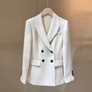 2021 Spring New Arrival Top Quality Double Breasted Long Sleeve Womens Elegant Silk Wool Blazers