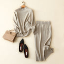 Otoño invierno mujer nuevo estilo 100% cachemira pura suéter grueso de dos piezas para mujer