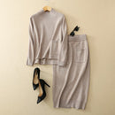 Otoño invierno mujer nuevo estilo 100% cachemira pura suéter grueso de dos piezas para mujer