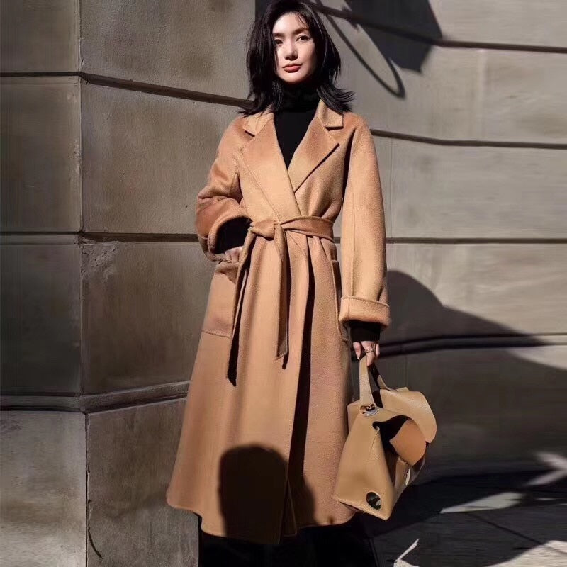 cashmere Female overcoat winter 2020 oversized long coat women handmade double faced wool coats