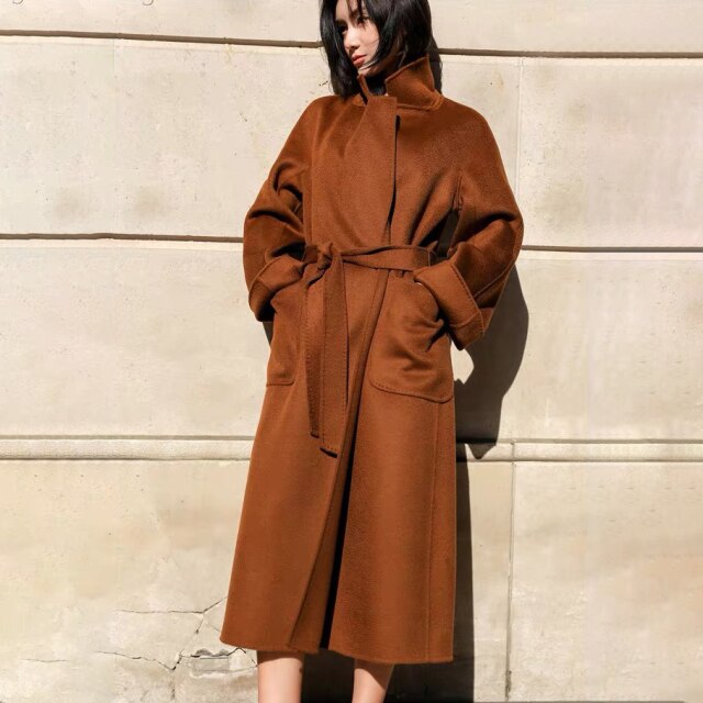 cashmere Female overcoat winter 2020 oversized long coat women handmade double faced wool coats