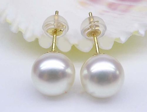 Top Quality AAAA REAL ROUND 10-11MM SOUTH SEA WHITE PEARL 18  EARRINGS