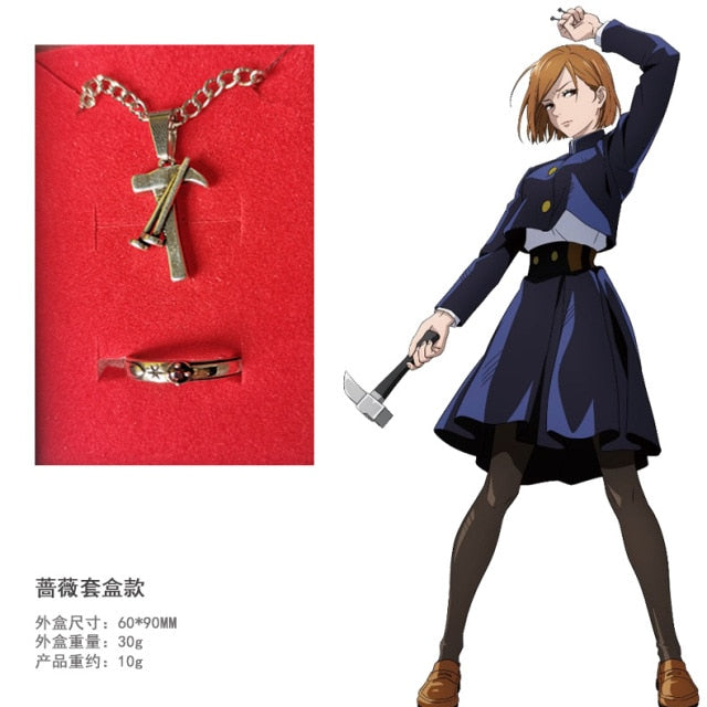 Anime Jujutsu Kaisen collar Itadori Yuji Cosplay accesorios Gojo Satoru anillo Kugisaki Nobara colgante traje