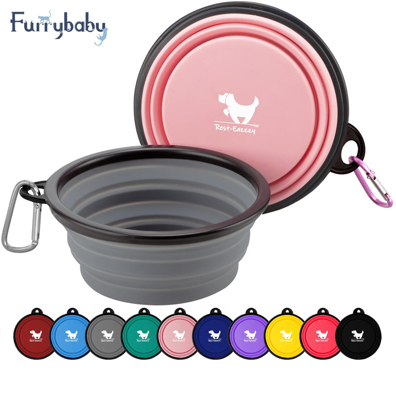 Furrybaby, 350ML/1000ML, 1 pieza, cuencos plegables para perros para viajes, cuenco de agua portátil para perros, plato para perros para viajar, acampar y caminar