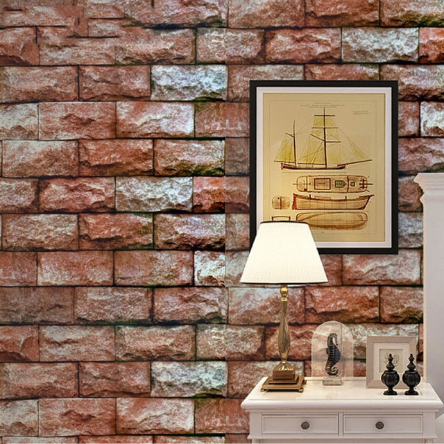 Adhesivo impermeable para pared de 10M para sala de estar, cocina, baño, decoración del hogar, vinilo extraíble, papel tapiz autoadhesivo de piedra de ladrillo de PVC
