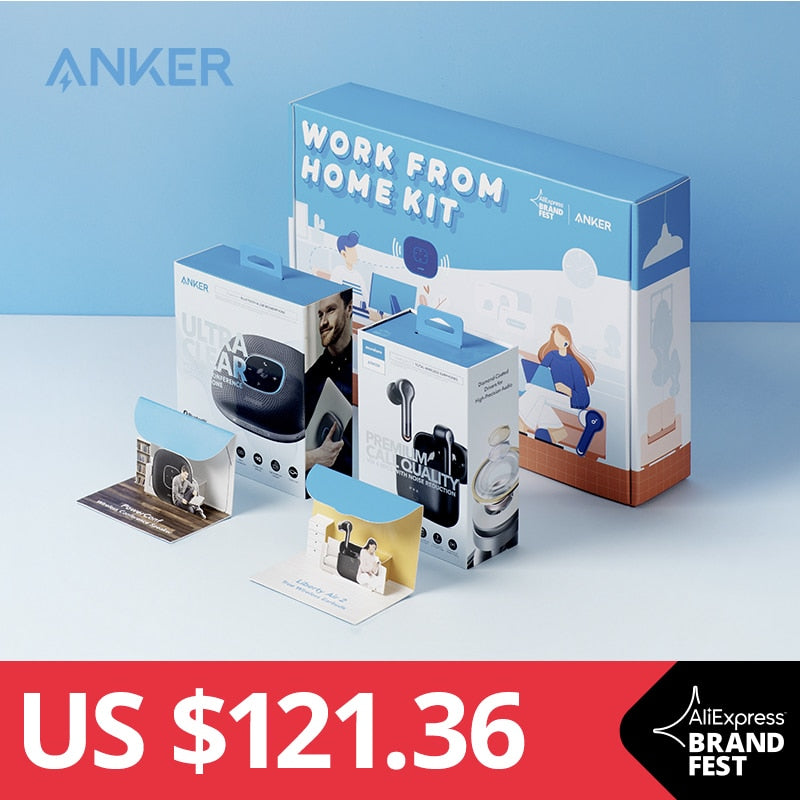 AliExpress X Anker Work From Home Kit，Anker PowerConf Bluetooth Speakerphone，Anker Soundcore Liberty Air 2 Wireless Earbuds