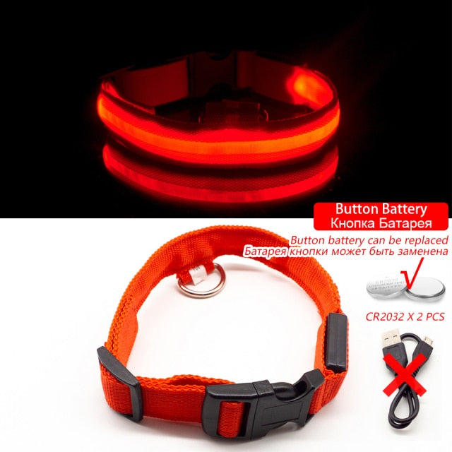USB-Lade-LED-Hundehalsband Anti-Lost/Avoid Autounfall-Halsband für Hunde Welpen Hundehalsbänder führen LED-Zubehör Haustierprodukte