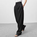 Mnealways 18 Spring Summer Black Ladies Office Trousers Women High Waist Pants Pockets Female Pleated Wide Leg Pants Solid 2022