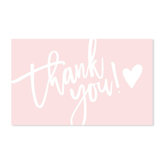 30 unidades por paquete, tarjeta de agradecimiento rosa por apoyar la decoración del paquete de negocios, tarjeta de visita "hermosa gracias", hecha a mano con amor