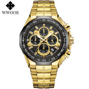 WWOOR 2021 New Men Watches Top Brand Luxury Gold Stainless Steel Quartz Watch Men Waterproof Sport Chronograph Relogio Masculino