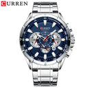 CURREN New Casual Sport Chronograph Relojes para hombres Reloj de pulsera con correa de acero inoxidable Reloj de cuarzo con esfera grande con punteros luminosos