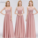Vestido Madrinha Dusty Rose Lace Long Bridesmaid Dresses Sexy A Line Chiffon Dress for Wedding Party Robe Demoiselle D'honneur