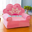 Only Cover NO Filling Cartoon Crown Seat  Puff Skin Cover for  Toddler Children Sofa Folding Baby Kids Best Gifts