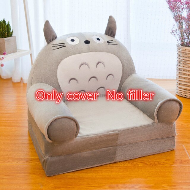 Solo cubierta sin relleno de dibujos animados corona asiento Puff cubierta de piel para niños pequeños sofá plegable bebé niños mejores regalos