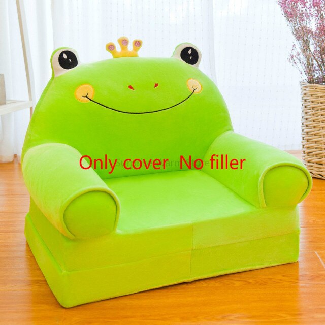 Only Cover NO Filling Cartoon Crown Seat  Puff Skin Cover for  Toddler Children Sofa Folding Baby Kids Best Gifts
