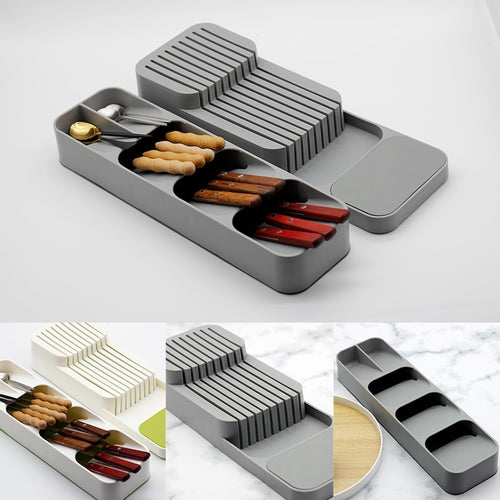 YOMDID Besteckablage Messerhalter Geschirr Organizer Löffel Gabel Aufbewahrungsbox Kunststoffbehälter Plateau Messerblockhalter