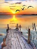 5D DIY Diamond Painting Landscape Sunset Sea Kit Full Drill Embroidery Scenery Mosaic Art Picture of Rhinestones Home Decor Gift