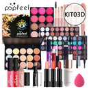 POPFEEL All-in-One-Make-up-Kit (Lidschatten, LiGloss, Lippenstift, Pinsel, Augenbrauen, Concealer) Beauty-Kosmetiktasche