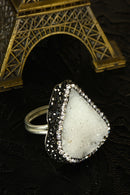 Dr Stone Natural Stone WOMEN QUARTZ Ring brass above Micron silver plated 121 AR63