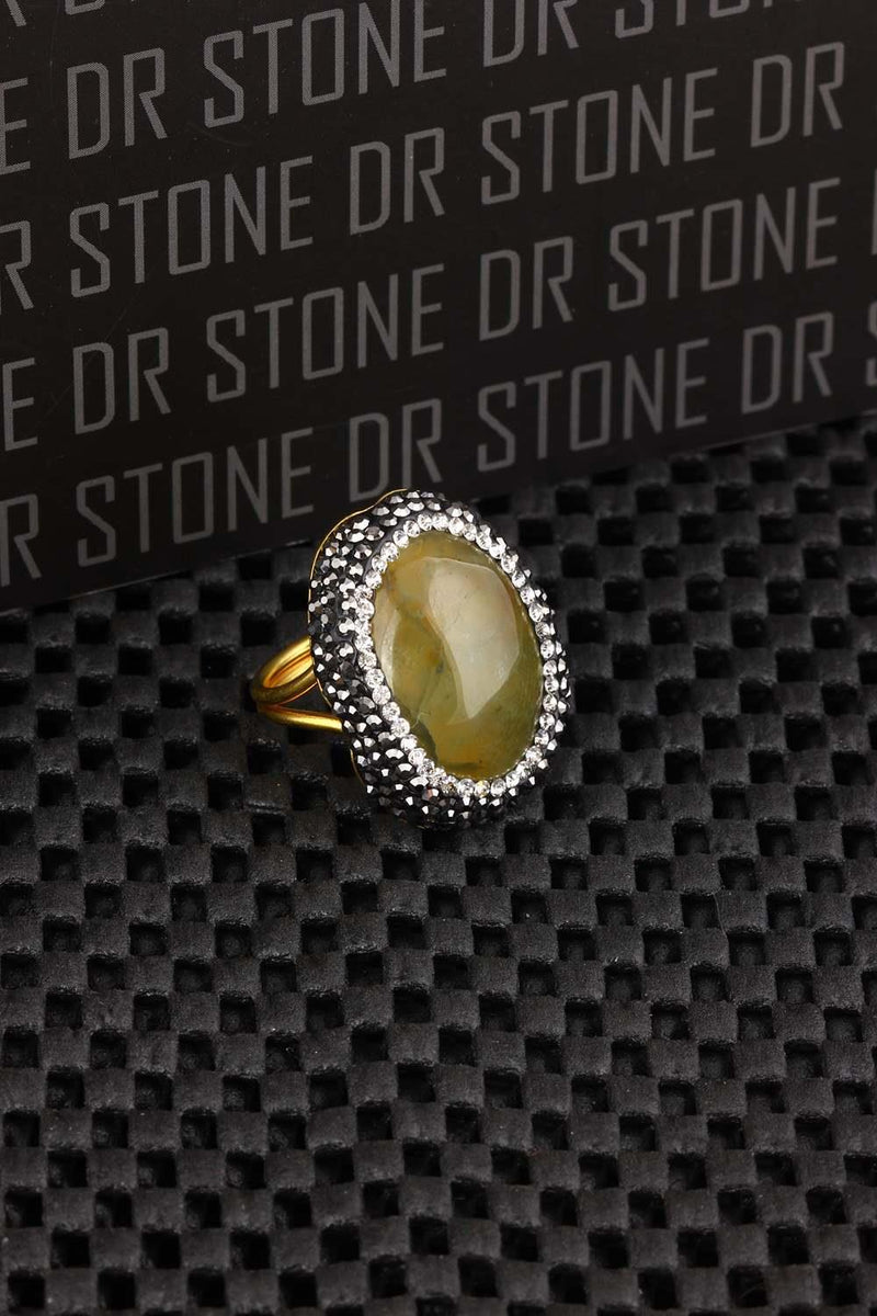 Anillo chapado en oro con piedra de ágata para mujer Dr Stone Natural Stone X20AR506