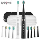 Cepillo de dientes eléctrico sónico Fairywill FW-507 carga USB recargable adulto impermeable electrónico 8 cepillos de dientes cabezales de repuesto