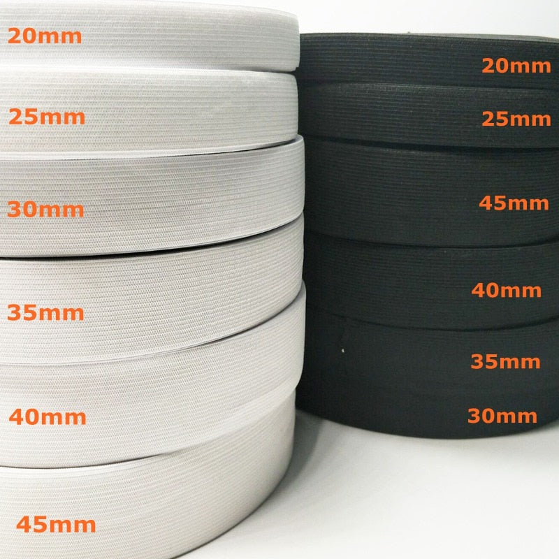 HL 5 meters 3/6/10/12/15/25/30/35/40/45MM  White/black Nylon Highest Elastic Bands Garment Trousers Sewing Accessories DIY