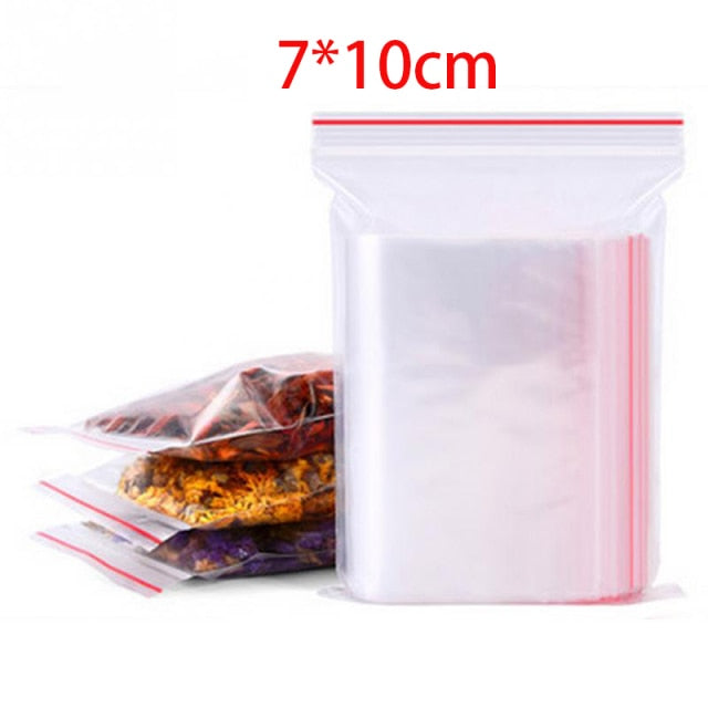 100/300/500Pcs/Pack Resealable Plastic Zip Lock Bags Clear Poly Zip lock Bag Food Storage Reclosable Vacuum Fresh Organize Bag