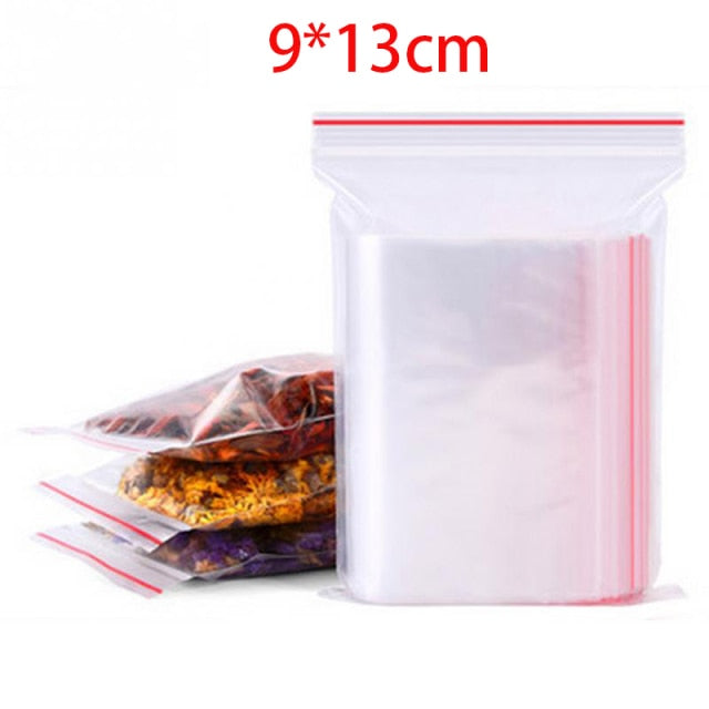 100/300/500Pcs/Pack Resealable Plastic Zip Lock Bags Clear Poly Zip lock Bag Food Storage Reclosable Vacuum Fresh Organize Bag