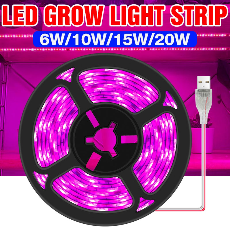 USB Full Spectrum Phytolamps Lámpara LED Phyto Tape Lighting 5V Flexible Grow Light Strip Bombilla de planta impermeable Lámpara hidropónica SMD