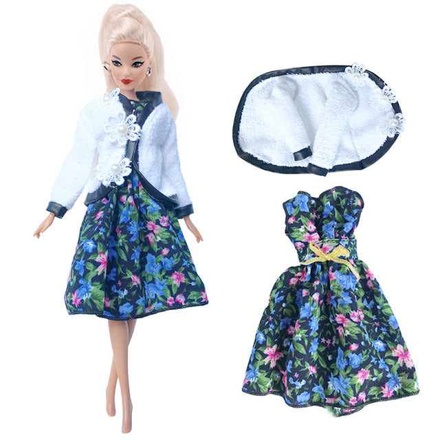 Fashion Elegant Barbies Dress + 1 Shoes Casual Wear For 11.8 Inch Barbie Clothes Accesorios Shoes,Toys For Girls,Birthday Gift