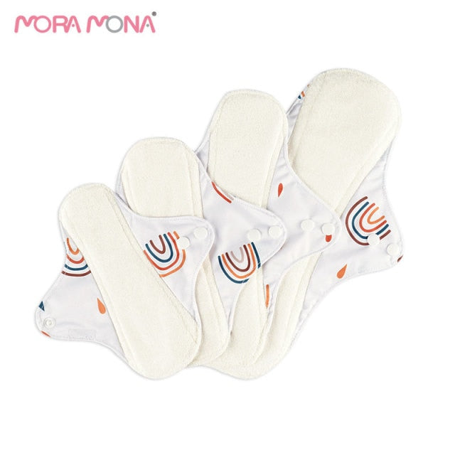 Mora Mona Blumendruck Postpartum Menstruationseinlage Waschbare Damenbinde 4 Stück/Set