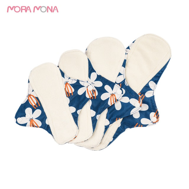 Toalla sanitaria lavable para posparto con estampado floral de Mora Mona, 4 unidades/juego