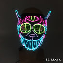 Gran oferta 2021, máscara LED de moda, máscara luminosa brillante para fiesta de Halloween, máscara de neón EL, máscara de Cosplay de Halloween, máscara de terror