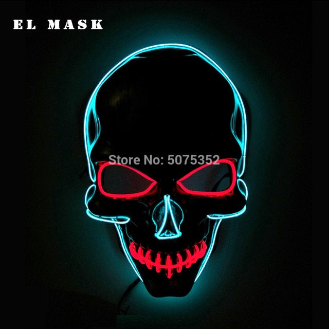 2021 Hot Sales Fashion LED Mask Luminous Glowing Halloween Party Mask Neon EL Mask Halloween Cosplay Mask Mascara Horror Maska