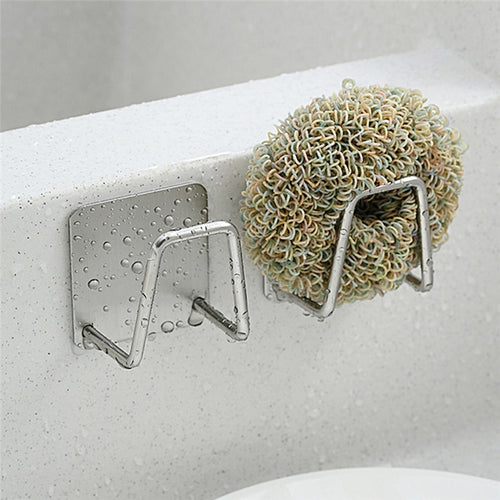 Kitchen Organizer Stainless Steel Sponge Storage Holder Self Adhesive Sink Soap Drain Drying Rack Bathroom Wall Hook Accessories