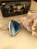 Dr Stone Natural Stone Women 'S Agate Stone adjustable Ring AHL27