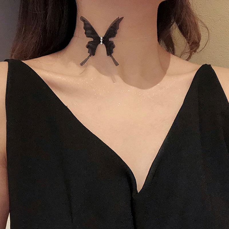 Sexy negro encaje mariposa gargantillas collares para mujeres verano moda blanco transparente Chocker Club fiesta joyería nuevo