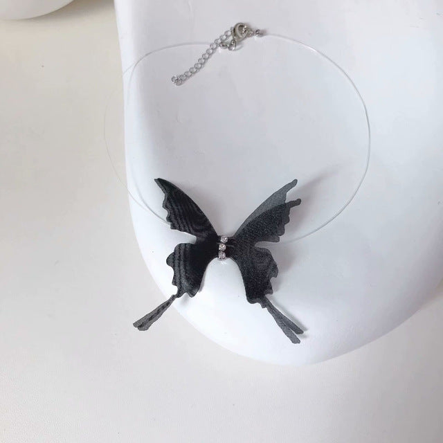 Sexy negro encaje mariposa gargantillas collares para mujeres verano moda blanco transparente Chocker Club fiesta joyería nuevo