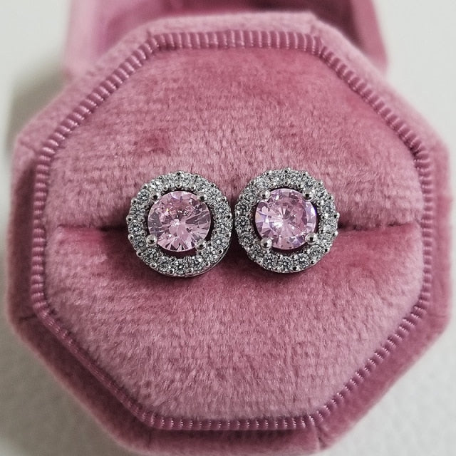 2021 nueva llegada moda lujo 925 plata esterlina rosa CZ gota Stud pendiente para mujeres regalo del Día de San Valentín Z5